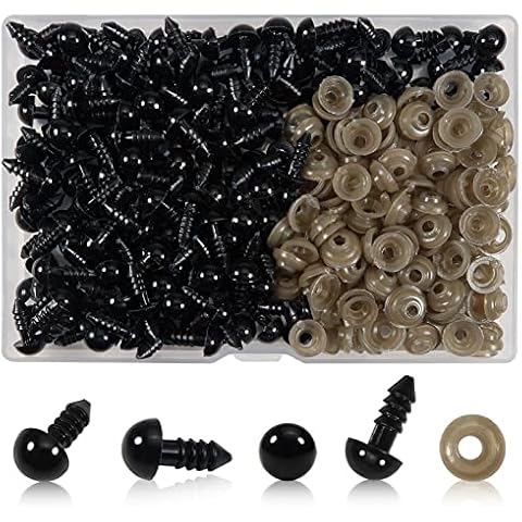 TOAOB 50pcs Black Plastic Safety Eyes Craft Eyes Small Doll Eyes 8mm with Washers for Soft Doll Making DIY Craft Plush Animal Cover
