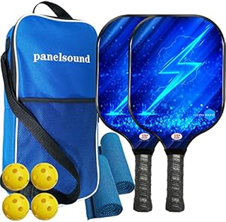 Panel Sound USAPA Approved Pickleball Paddle Set Lightweight Pickleball Paddles Set of 2,Pickleball Rackets with 1 Carrying Case, 2 Cooling Towels & 4 Indoor Balls