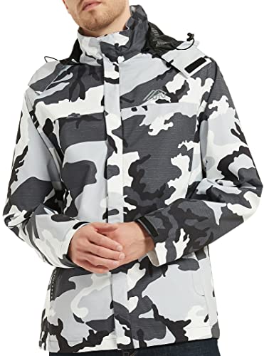 Image of OTU Men's Lightweight Waterproof Hooded Rain Jacket Outdoor Raincoat Shell Jacket for Hiking Travel