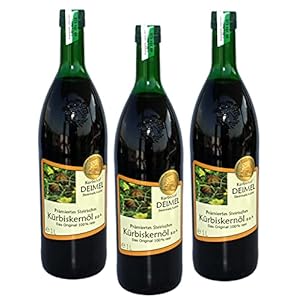 Kürbishof DEIMEL – Voordelig set – Originele Stiermarkse pompoenzaadolie BGA uit Oostenrijk – Met garantie van oorsprong – Rechtstreeks van de producent – Jaarlijkse prijs (3 x 1000 ml)