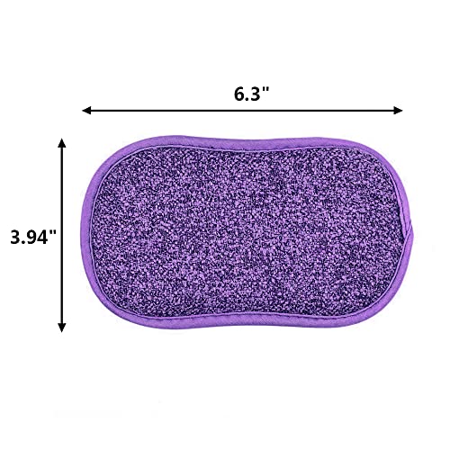 Image of Durable Scrub Scouring Sponge, Non-Scratch Microfiber Multi Surface Scrub and Wipe Sponges, Effortless Cleaning of Dishes, Pots and Pans, 6 Pack, Purple