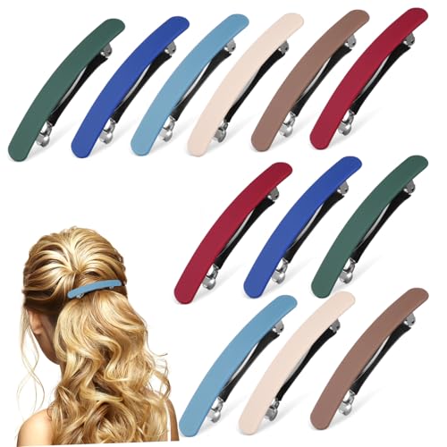 Healeved 12個磨砂発? 女式春型ヘアクリップ 強力グリップ バレッタ 髪型ス
