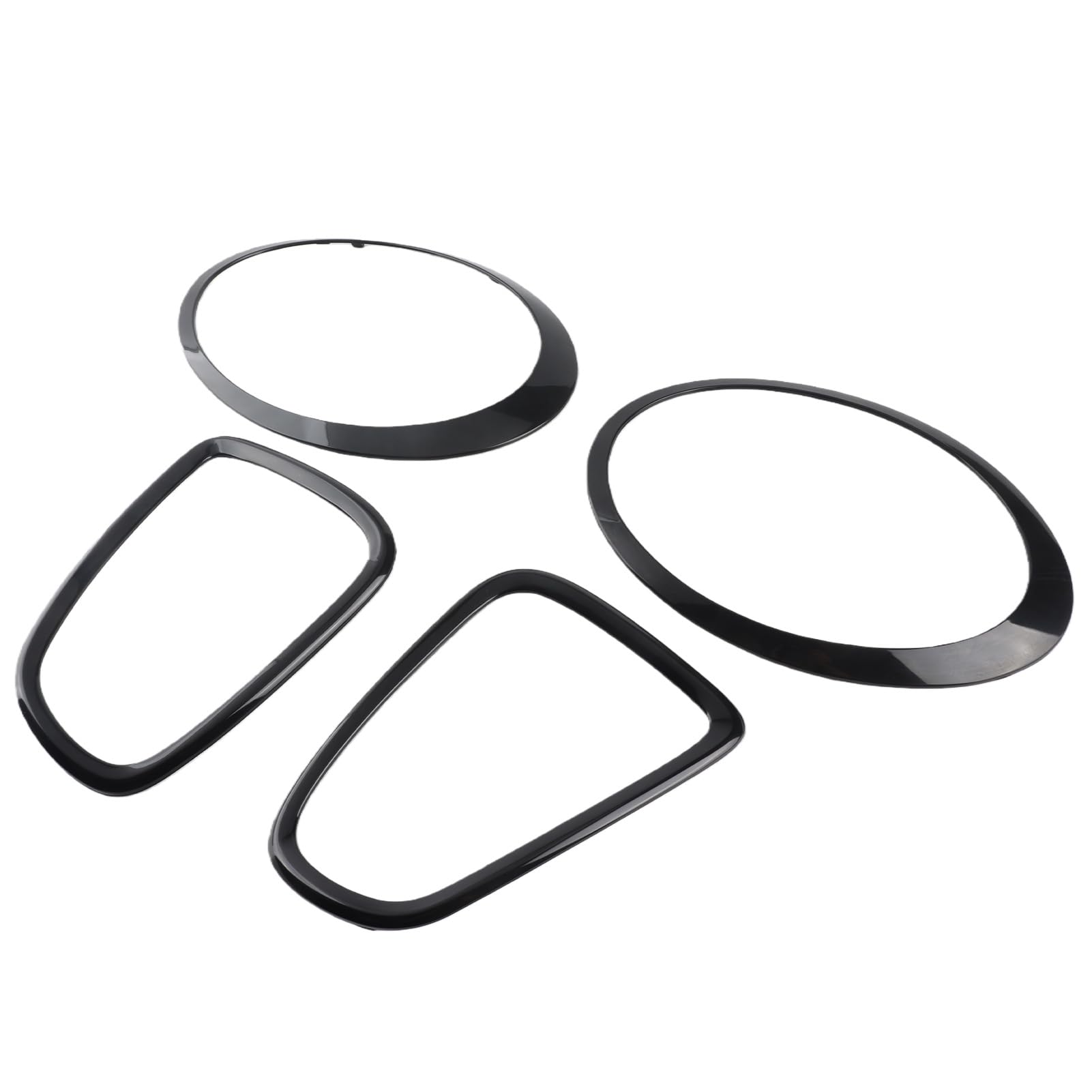 Keenso Lot de 4 Garnitures de Lunette de Phare, Noir Brillant pour Phare Arrière, Garnitures de Remplacement pour Mini R56 R57 R58 R59 S JCW