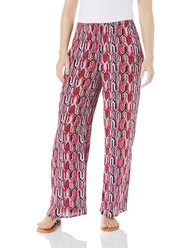 SLIM-SATION Women's Elastic Shirred Waist Pull-on Wide Leg Pant