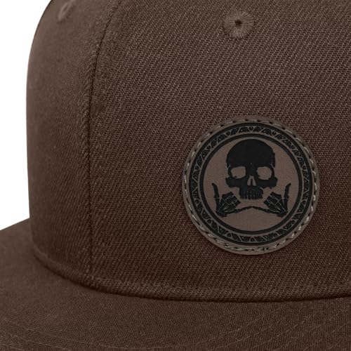 Image of Flat Brim Hats for Men - Gothic Style Skull Hat Leather Pattern - Hip-Hop Snapback Hat Skeleton Hats for Men