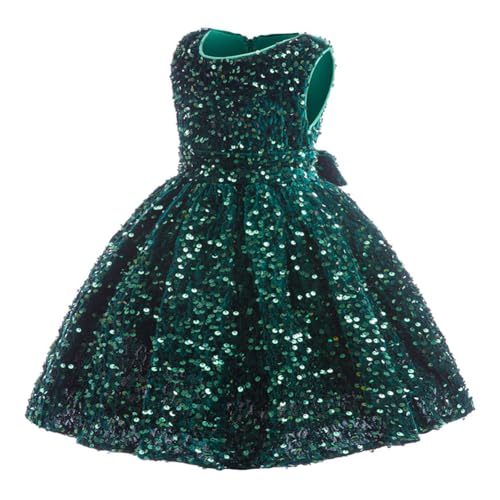 Girls Sequin Velvet Dress Sparkly Xmas Kids Sleeveless Ruffle Christmas Pageant Party Dress Fall Winter Clothes2