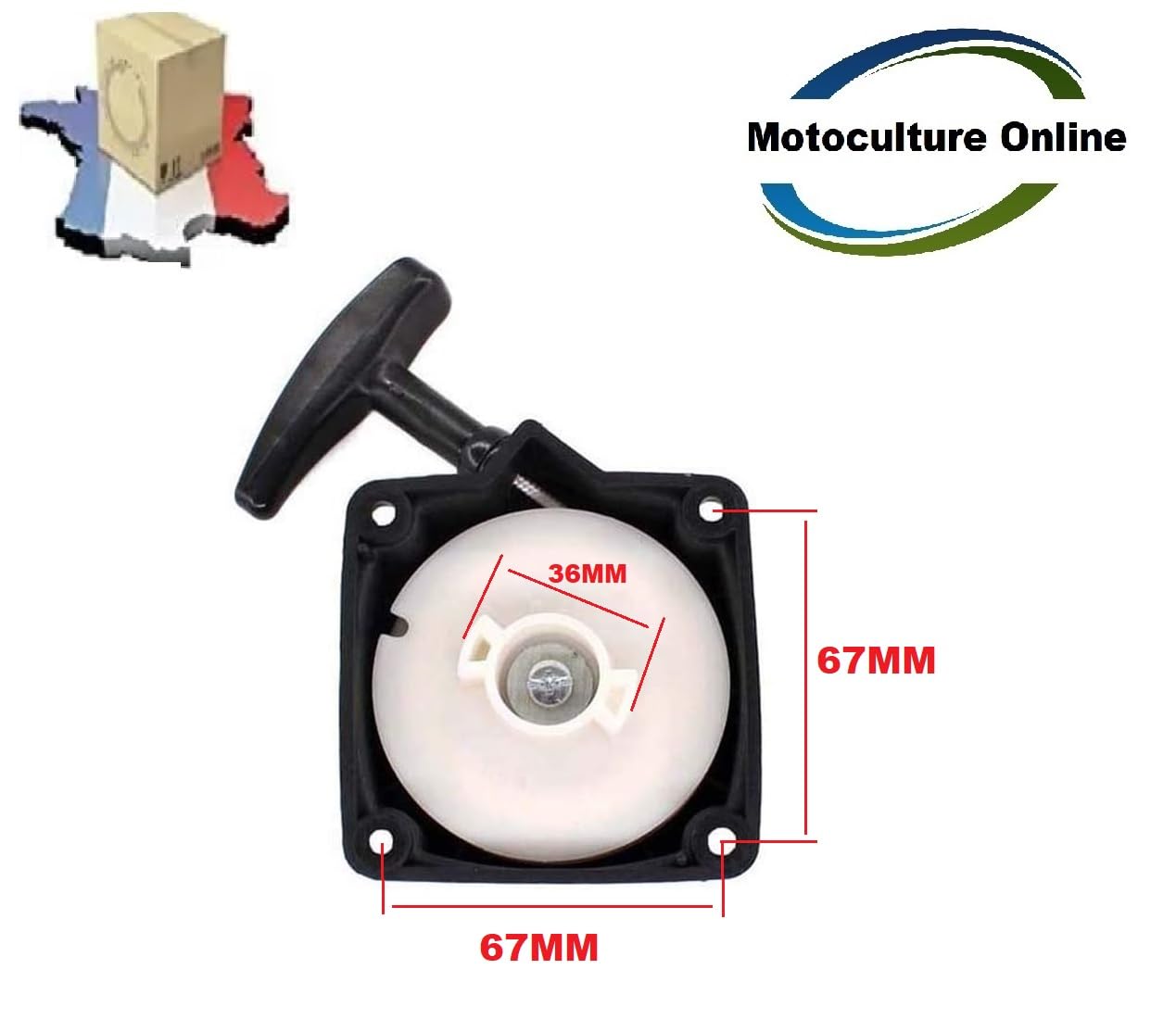 Pezzo di ricambio originale del produttore: 1 x lanciatore/avviatore + campana di azionamento per decespugliatore, coclea o multifunzione 5 in 1 interasse dei fori di fissaggio: 67 mm. Dimensioni su