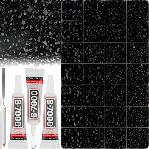 36000Pcs Black Rhinestones for Bedazzling Mixed Sizes 2-6MM Gems Flatback Bedazzle Kit with B7000 Glue Flat Back Resin Crystal Diamond Jewel Gemstone Rhine Stone for Crafting Clothes