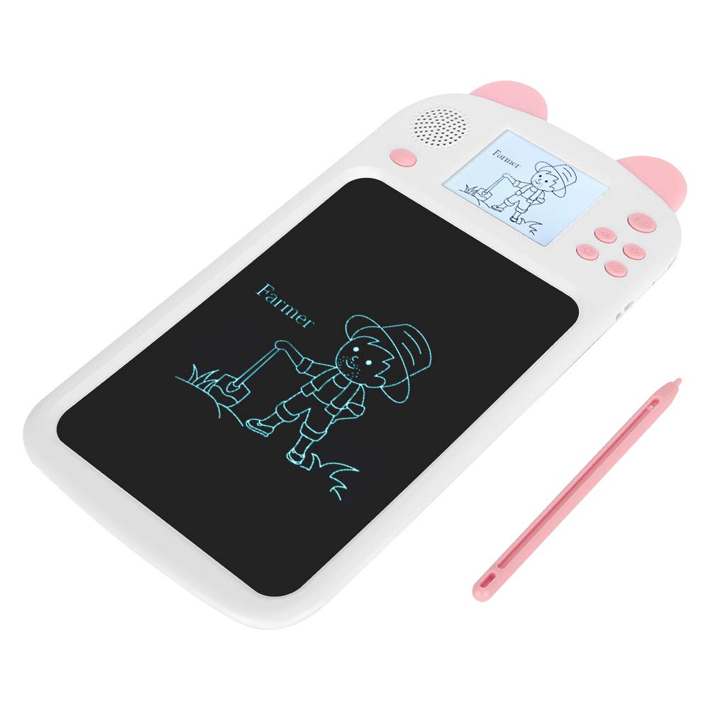 Pizarra LCD para Niños 8.5 Pulgadas Tableta de Dibujo Electrónica con Protección Ocular, Sensible a la Presión, Sin Luz Azul, Transmisión de Voz para Aprender Inglés (PINK)