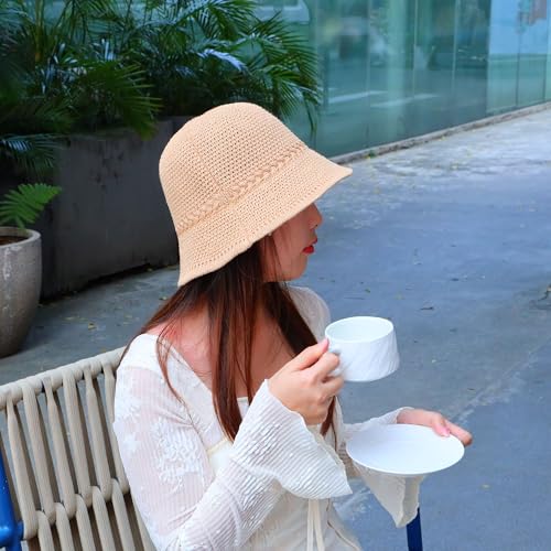 Sombrero de playa plegable tejido para mujer miniatura 2
