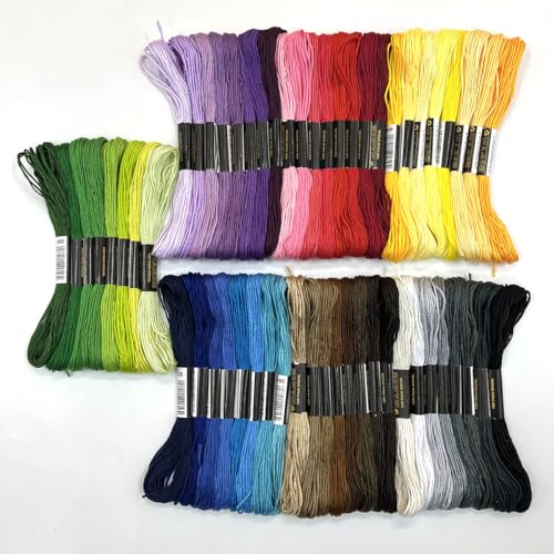 Image of 8 Shades Green Gradient Embroidery Thread Set - 8 Meters Each for Hand Embroidery Sewing Crafts (Mint to Forest Ombre)(67977)