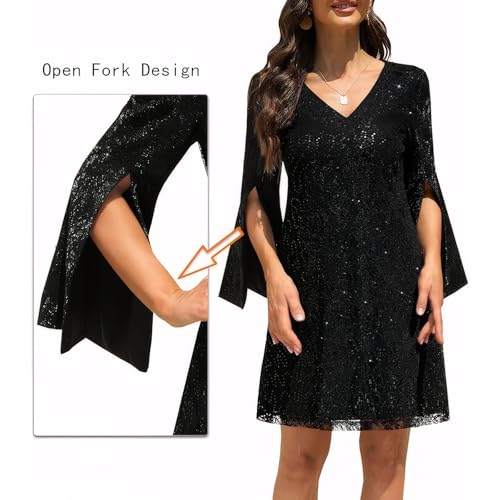 Image of COOAN Wedding Guest Cocktail & Formal Dresses for Women - Lace Sequin Dress