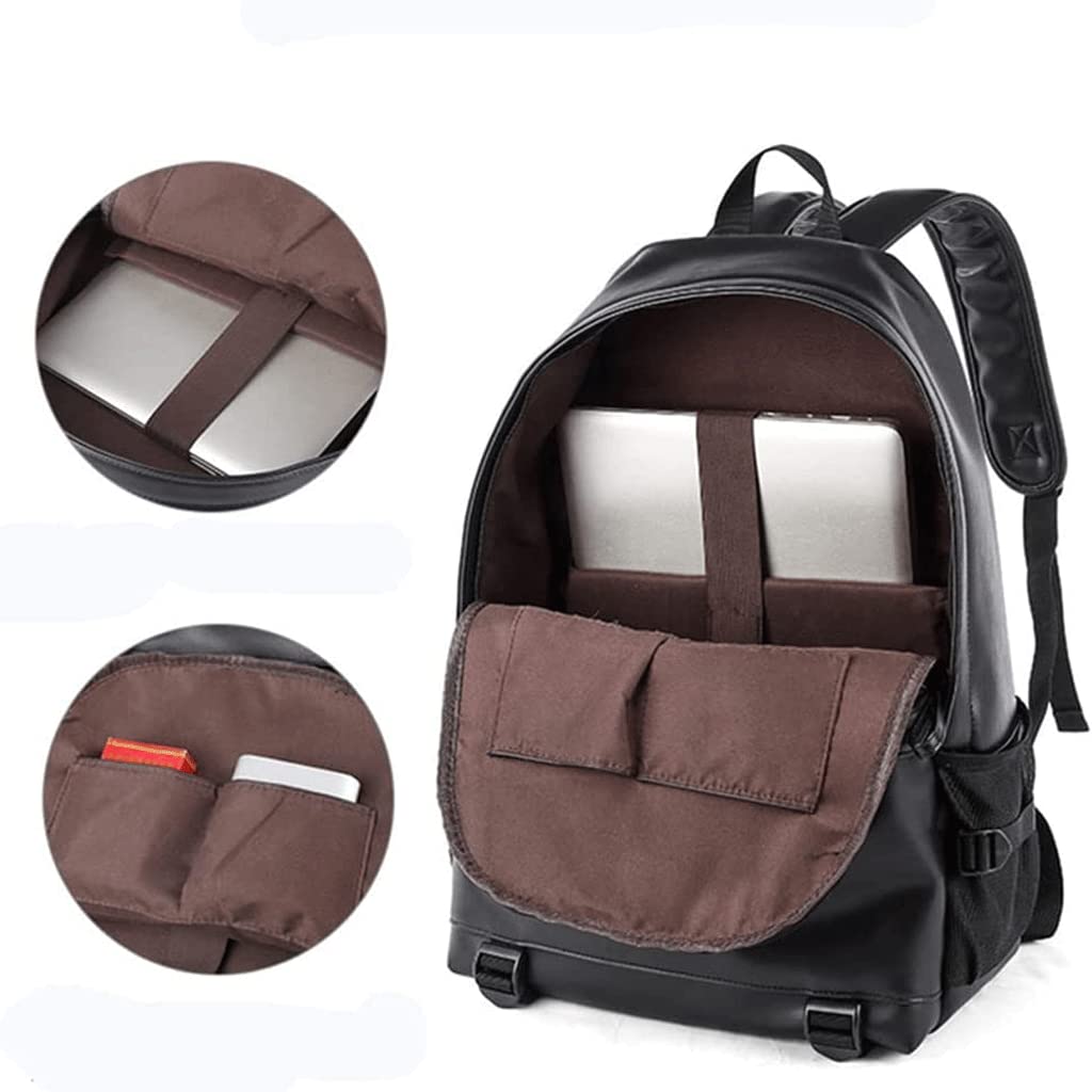Skórzany plecak Unisex Lederen Rugzak 15,6 Inch Lederen Laptop Rugzak Pu Lederen Dagrugzak Vintage Casual Reisrugzak Zwart Wysoka pojemność