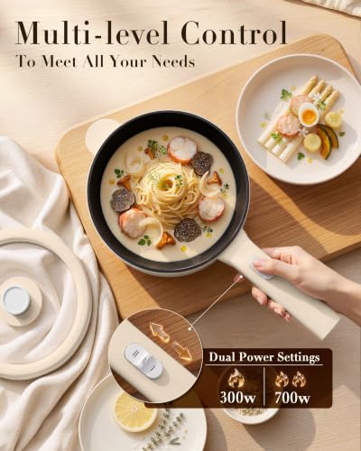 Image of Dezin 2L Hot Pot Electric, Non-Stick Electric Pan, 700W Adjustable Power | Electric Pot for Cooking /Steak /Egg /Fried Rice /Ramen /Soup, Portable Pot for Dorm /RV /Family /Travel /Camping, Include Spatula