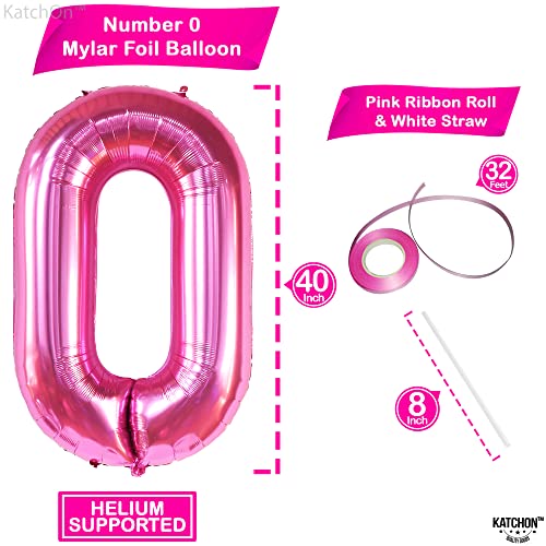 Image of KatchOn Hot Pink 0 Balloon Numbers 40 Inch | Pair 0 Digit To Other Numbers, Pink Zero for Birthday Party Supplies, Zero Balloon, Birthday Party Decorations