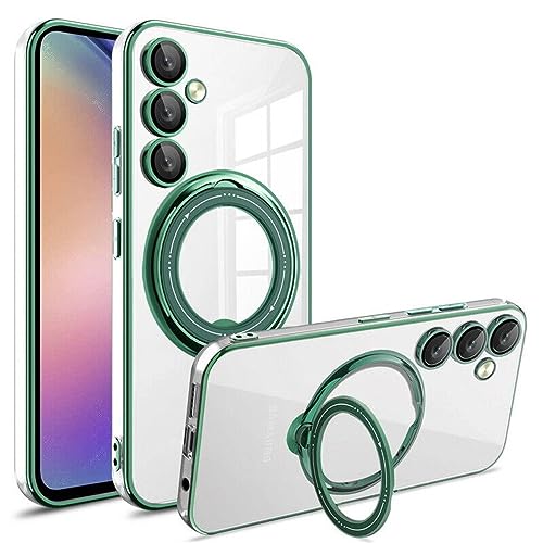 Coque Samsung S23 Plus transparente silicone vert avec support anneau