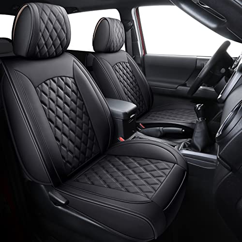 Image of Aierxuan Front Toyota Tacoma Seat Covers Waterproof Leather (Black)