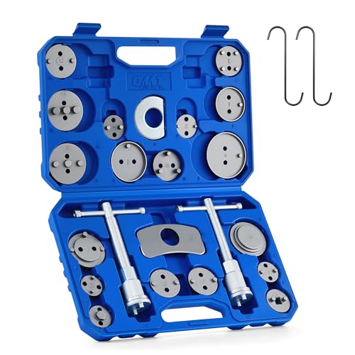 Orion Motor Tech 24pc Brake Caliper Compression Tool Set, Heavy Duty Brake Piston Compressor Tool and Wind Back Tool Kit for Brake Pad Replacement, Universal Disc Brake Caliper Tool Set with Blue Case