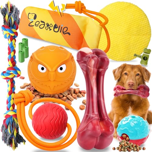 Zeaxuie-12-Pack-Heavy-Duty-Various-Dog-Chew-Toys-Pack-for-Aggressive-Chewers-Includes-Large-Rope-Toys-Squeaky-Toys-Indestructible-Chew-Bone-for-Medium-Large-X-Large-Dogs-for-Powerful-Chewers Zeaxuie 12 Pack Heavy Duty Various Dog Chew Toys Pack for Aggressive Chewers - Includes Large Rope Toys, Squeaky Toys & Indestructible Chew Bone for Medium, Large & X-Large Dogs (for Powerful Chewers) - Image 1