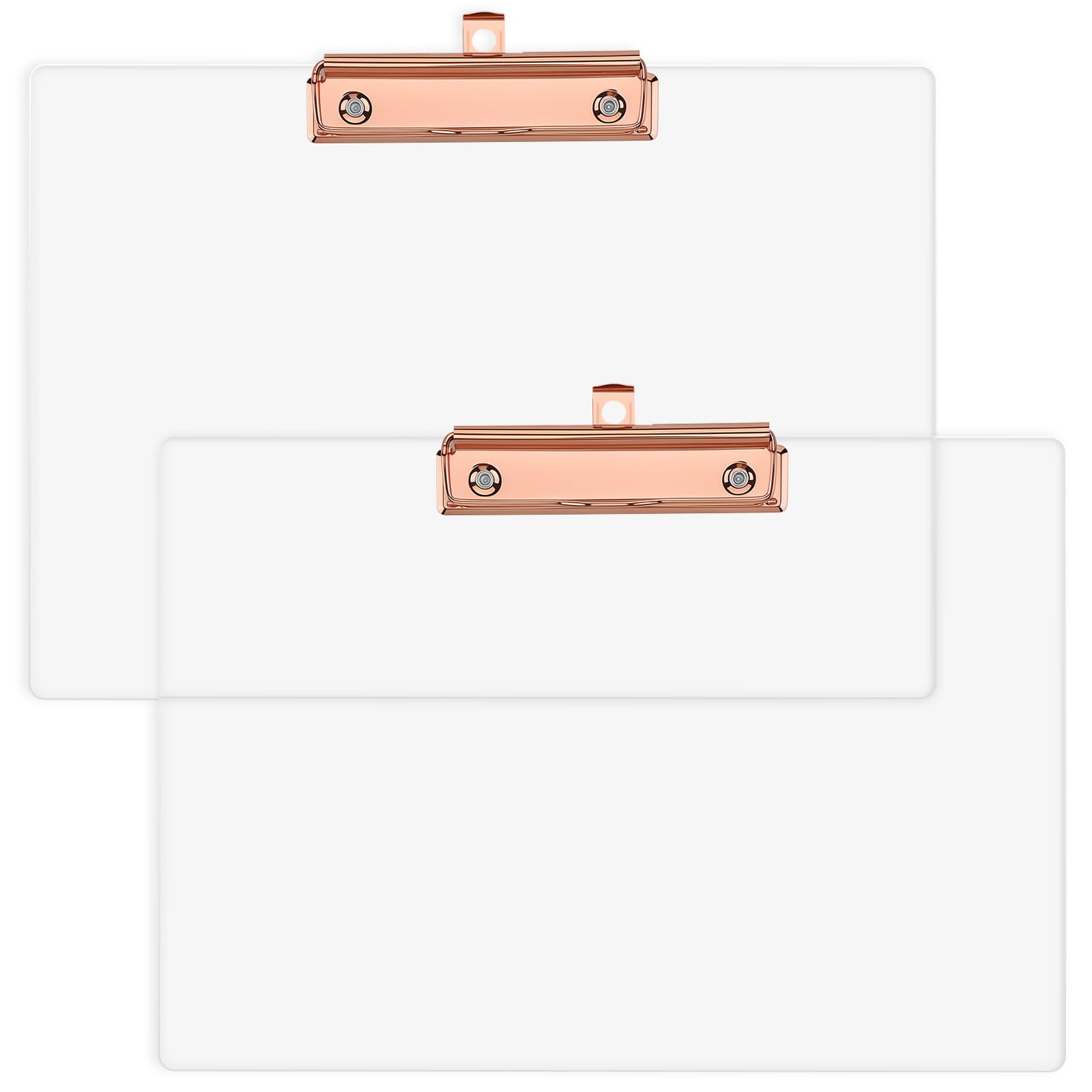 12.5x8.8in Clipboards Clear Acrylic Fit A4 8.5x11 Letter Size, 3mm Thick 2 PCS Thick Clip Board Horizontal with Hanging Hook Low Profile Clip, Convenient Clipboards for Classroom School Office
