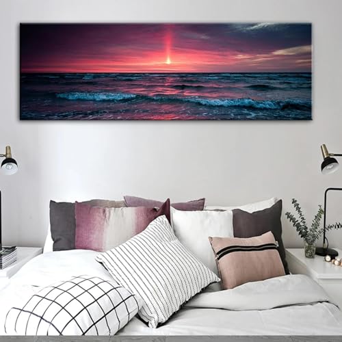 Tableau sur toile coucher de soleil premium, images murales d'art texturées 30 x 90 cm