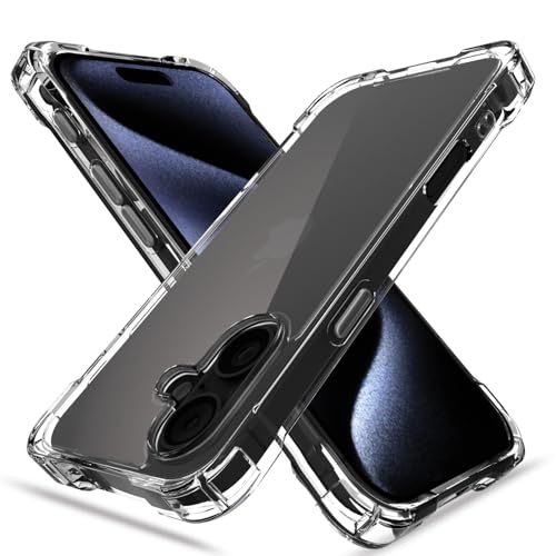 Image of Pikkme Back Cover for iPhone 17 PC + TPU Clear Transparent Raised Edges Shockproof Protective Phone Bumper Case(Transparent)
