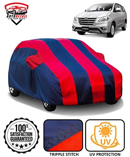 Autoretail Car Body Cover for Toyota Innova Model with Storage Carry Bag and Triple Stitching (Pack of 1 Red and Blue)
