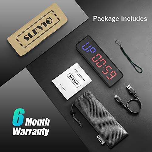 Portable Gym Workout Timer, Fitness Clock with The Rubber Case and Built-in Magnetic Spine, Large LED Digital Anti Vertigo Display, for Home Garage