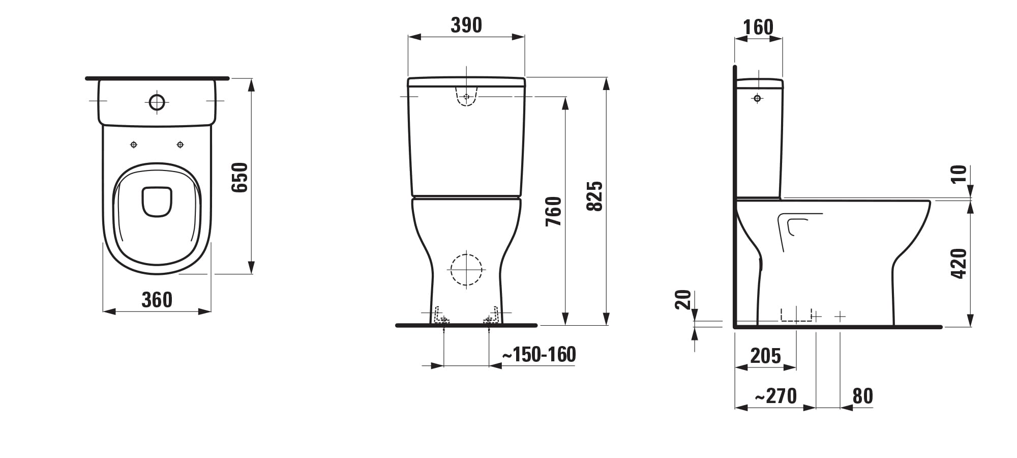 LAUFEN LUA Stand-WC, Abgang senkrecht, spülrandlos, 650x360x420mm, H8240870000001, Farbe: Weiß