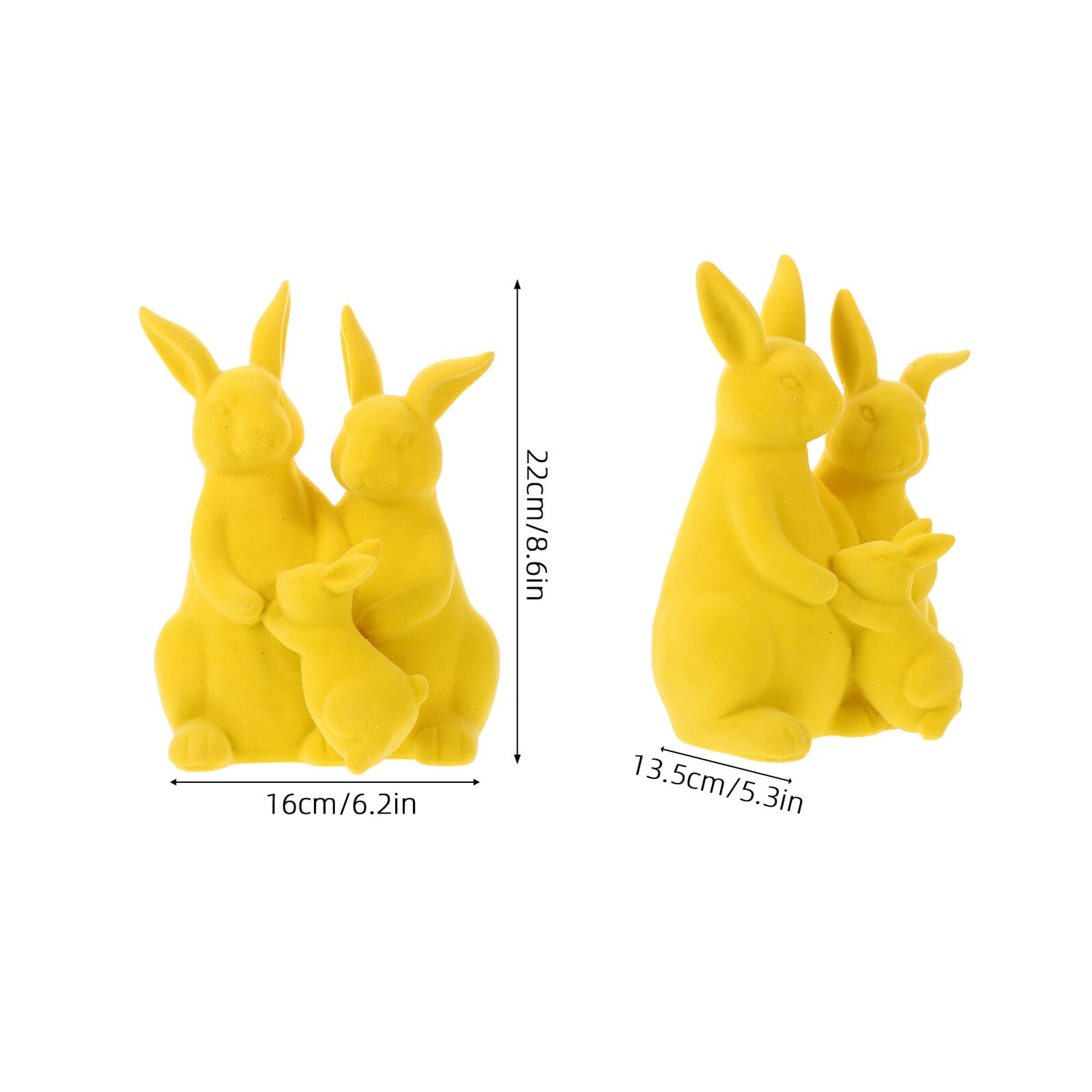 Cabilock Statuina Coniglio Floccato in Resina Giallo, Ornamento Decorativo Pasquale da Tavolo e Scrivania, Centrotavola Primaverile per Casa, Giardino e Ufficio, Decorazione Famiglia