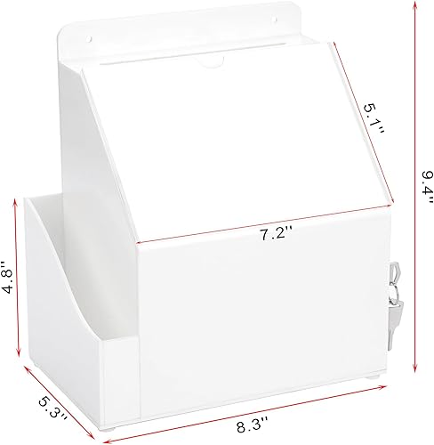 Vista 11 de BTSKY Caja de sugerencias de acrílico con candado, caja de donación acrílica montada en la pared con ranura para letrero de 5 x 7 pulgadas, urnas