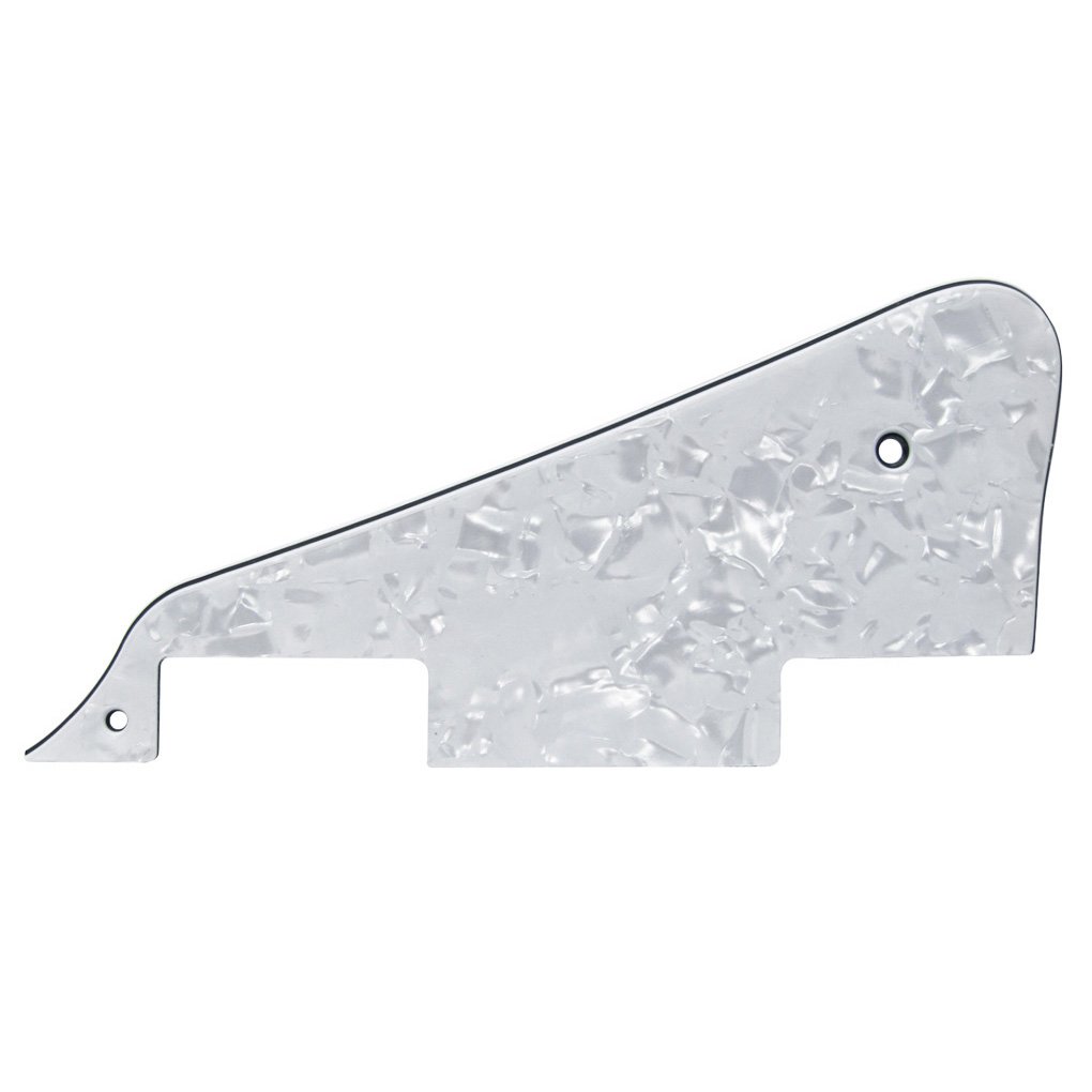 FLEOR LP Pickguard with Chrome Bracket for GB LP Style Guitar Replacement White Pearl 4Ply - Image 3