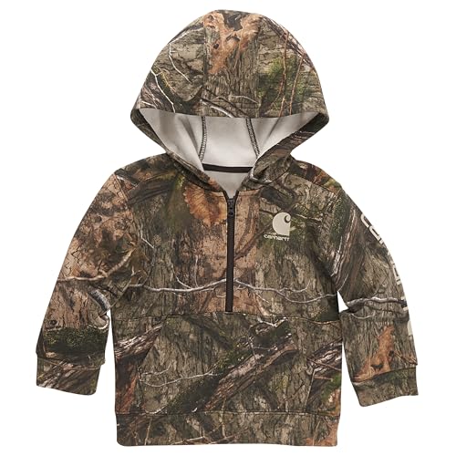 Carhartt Baby & Toddler Boys' Half-Zip Hooded Pullover Sweatshirt, Mossy Oak® Country DNA, 2T