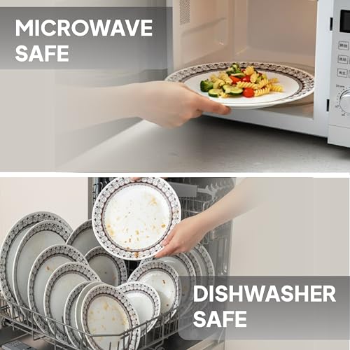 Image of CELLO Lumina Imperial Plus Series Opalware Dinner Set of 19 Pieces For Family of 6 | Bone-Ash Free & Leadfree Opal Glass Microwave & Dishwasher Safe Crockery Plates & Bowls Set For Daily Use & Gifting