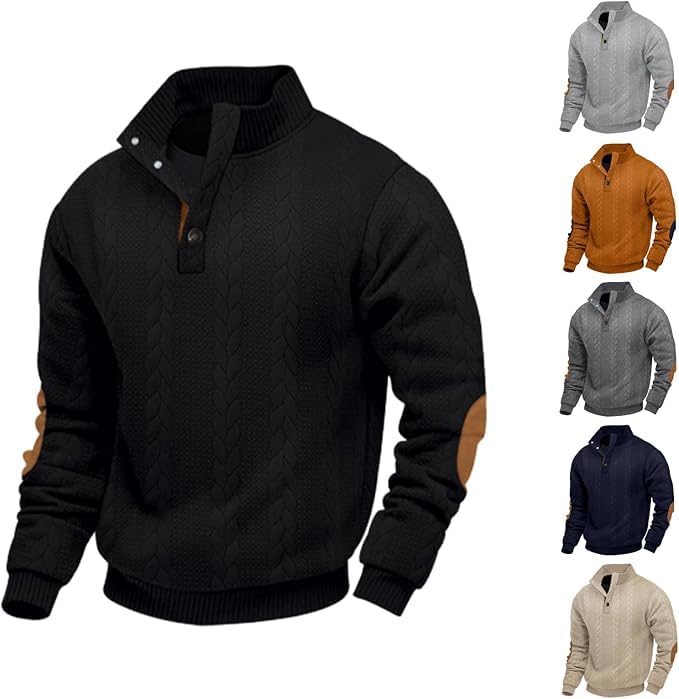 Men's Cashmere Sweaters, Men's Outdoor Casual Cable Knit Pullover Sweaters, Vintage Pullover Collar Sweater