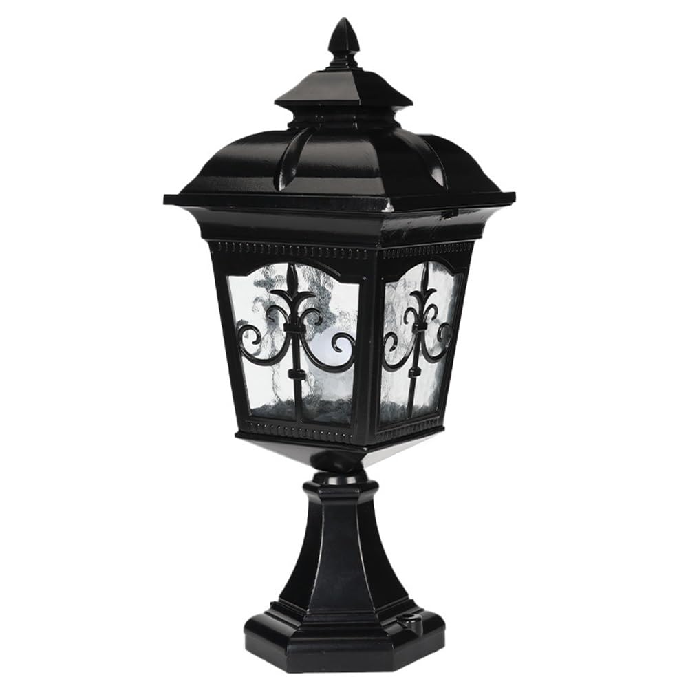 GTHTUHFD European Post Cap Lights, Water Ripple Glass Street Lamp, Black Deck Fence Lighting For Garden Patio Pathway Driveway