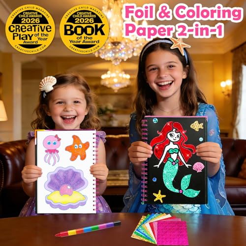 Image of FUNNYB&G Foil Art Crafts for Kids Ages 4-8: Valentines Crafts for Kids 2026,Birthday Gift for Girls,Art and Crafts Supplies,Party Favors,Creative Toys for Girls Boys 4 5 6 7 8 9 Years Old(Mermaids)
