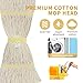 KLHB-YF 16-Ounce Medium Replacement mop Head White mop Heads Suitable for All Hard Floors Cotton Washable Industrial mop Heads for Commercial & Home Cleaning 3 Pack Machine Washable mop Heads
