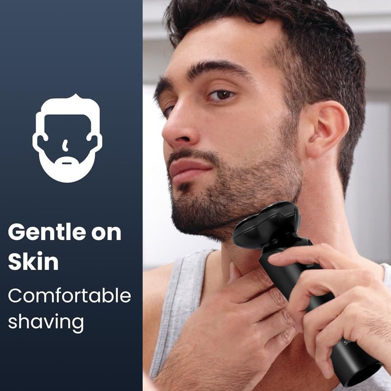 Image of SOLIMPIA HT-921 Cordless Rechargeable Waterproof 3 Head Electric Shaver Wet & Dry Rotary Shavers for Men Super-Fast Charge 120 minutes Runtime with LED Indicator, Black