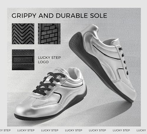 LUCKY STEP Women's Retro Casual Fashion Sneakers Classic Tennis Thin Sole Low Top Lightweight Running Trainer Trendy Cute Walking Shoes Comfortable Footwear2