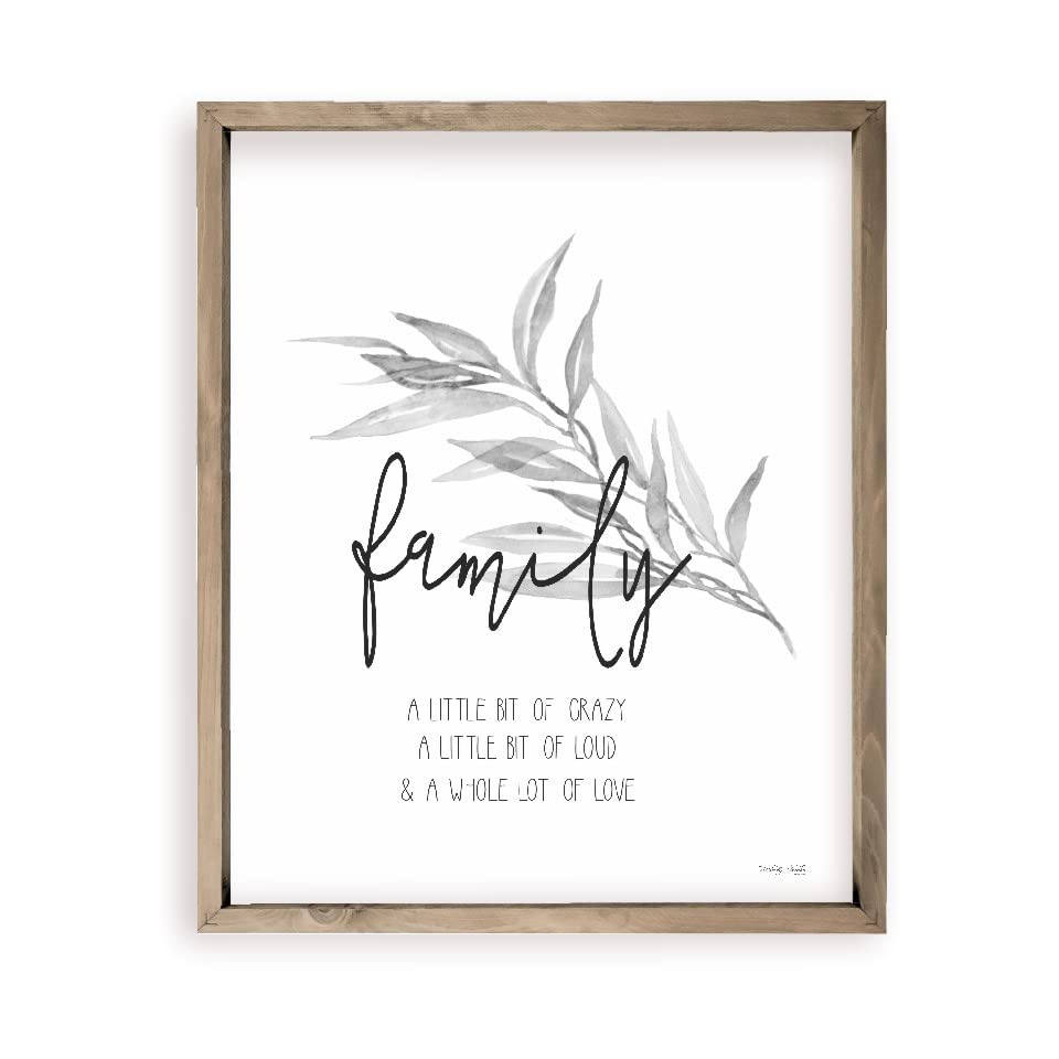MRC Wood Products Family A Little Bit Of Crazy A Whole Lot Of Love Farmhouse Style Wall Decor Sign With Frame 20x25