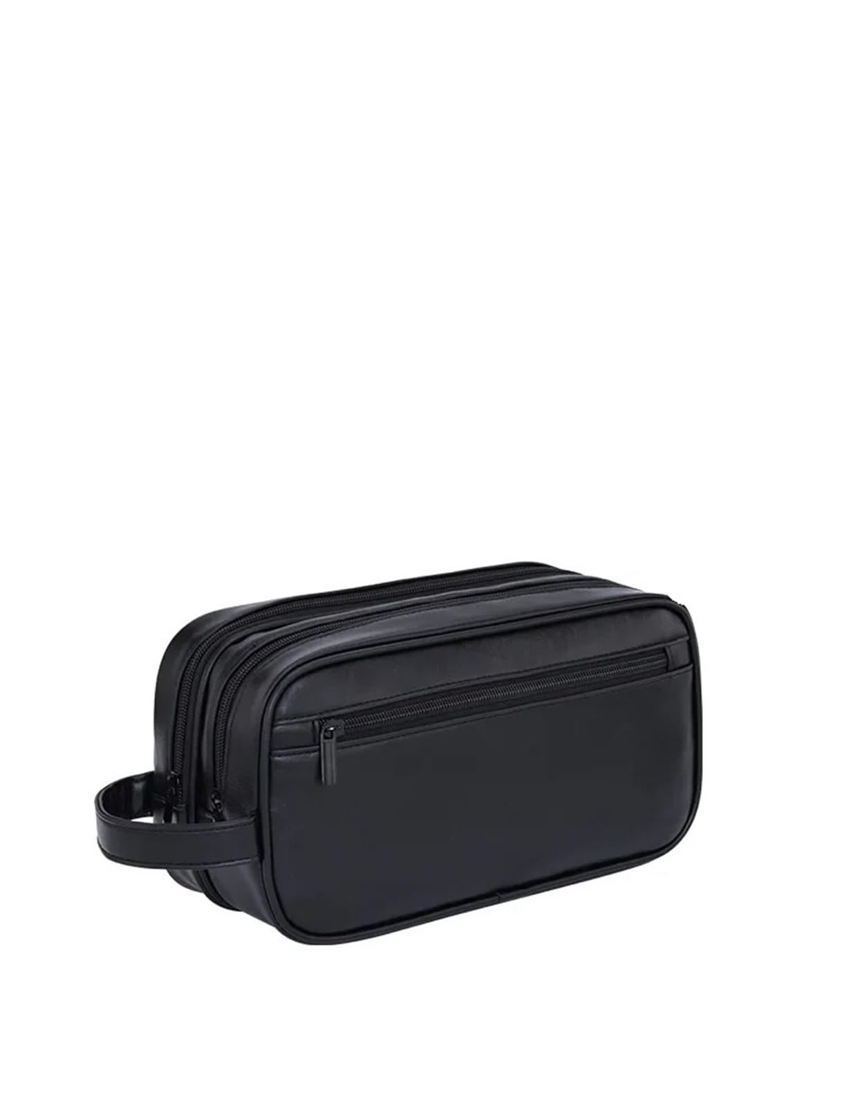 Borsa da toilette da viaggio Borsa da toilette for uomo Organizer viaggio in pelle PU barba resistente all'acqua for accessori(Black)