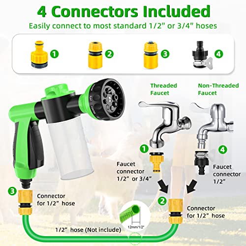 Pup Jet Dog Wash Hose Attachment, 8 Pieces Pet Bathing Tool Set includes Hose Nozzle 100cc Foam Sprayer, Pet Grooming Glove and Rubber Comb Brush for Showering Dog Horse, Car Wash and Watering Plants Pup Jet Dog Wash Hose Attachment, 8 Pieces Pet Bathing Tool Set includes Hose Nozzle 100cc Foam Sprayer, Pet Grooming Glove and Rubber Comb Brush for Showering Dog Horse, Car Wash and Watering Plants