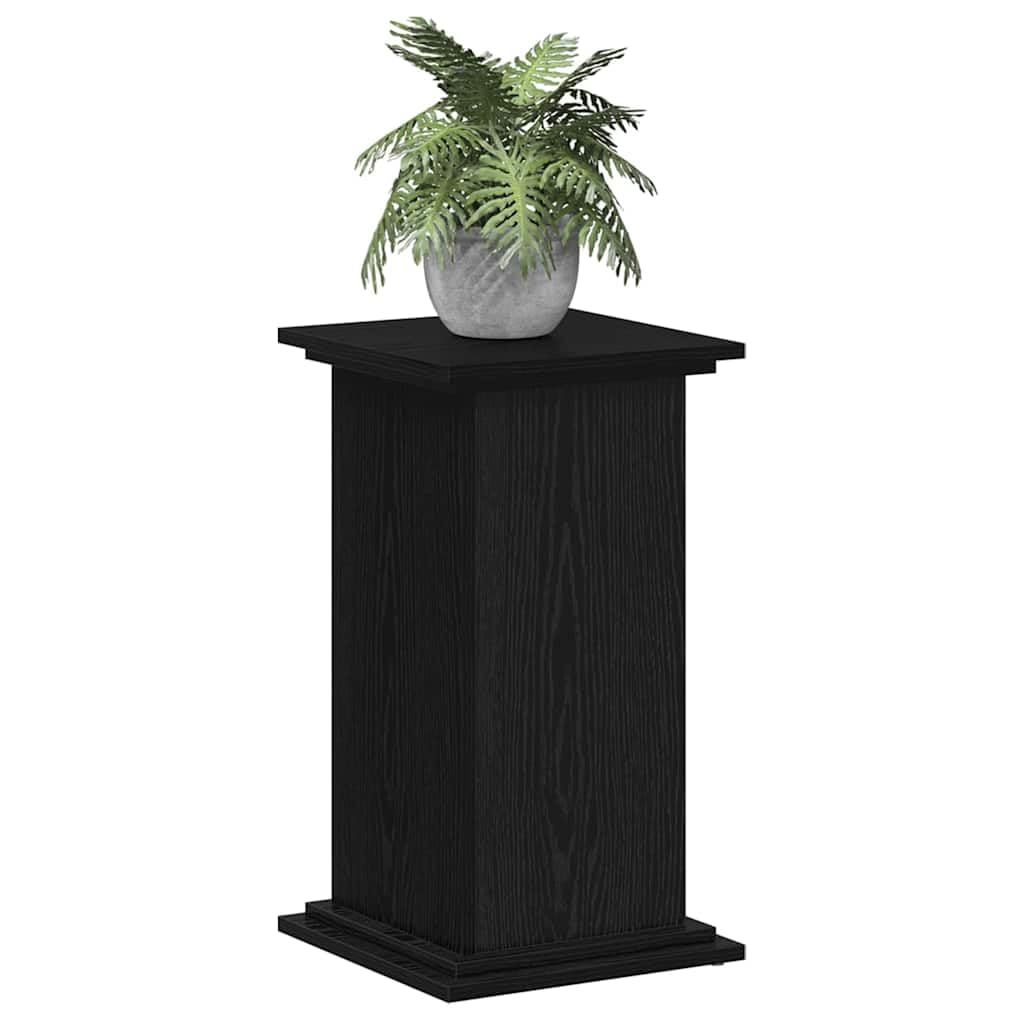 vidaXL Plant Stand Black Oak 33 x 33 x 60 cm Engineered wood, Garden and Terrace, Modern Plant Stand, Durable Decorative, Indoor Outdoor Holder, Contemporary Display