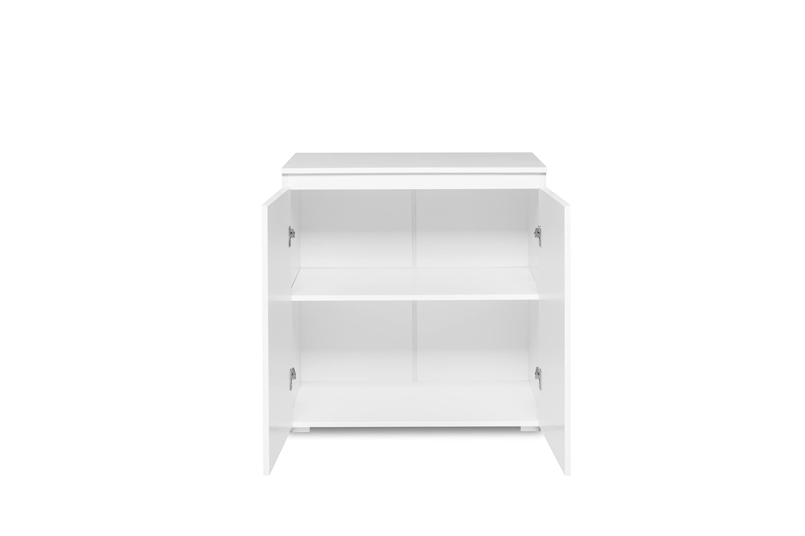 AVANTI TRENDSTORE Femie - Comó/cassettiera in legno laminato con 2 ante a battente nel colore bianco opaco, fa parte della serie di mobili Femie. Dimensioni LAP 80x80x40 cm.