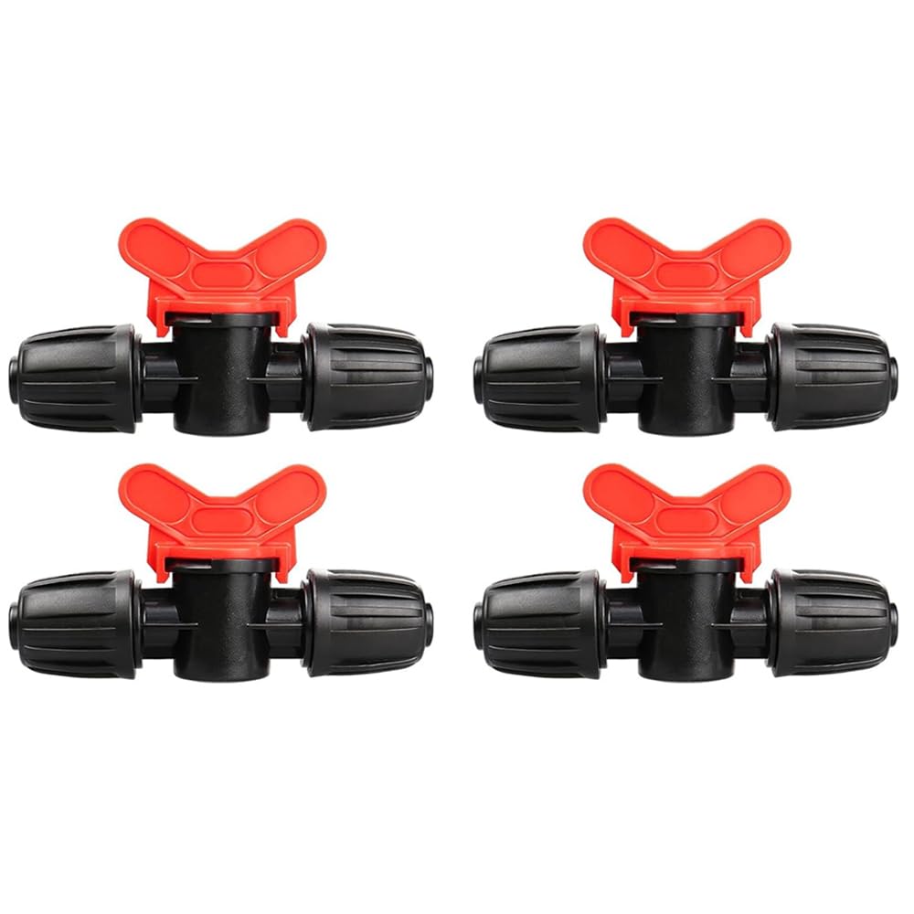 SagaSave 4PCS Drip Irrigation Valves, 12mm Outer, Shut-Off Straight Hose Stop Valve, Water Garden Hose Connection Plastic, Garden Hose Stop Valve, Universal Tubing Coupling Valve