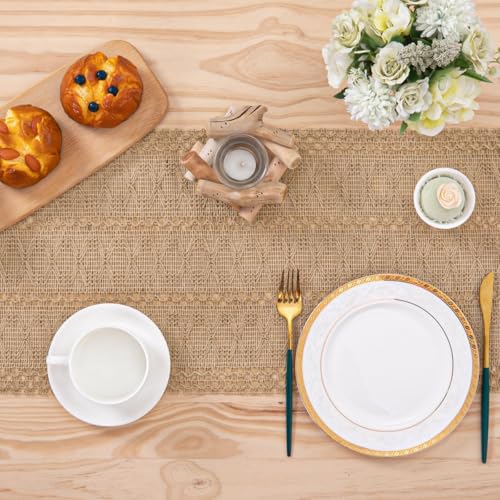 Dremisland Boho Table Runner Macrame Farmhouse 72 Inch Burlap Jute Bamboo Coffee Table Runner Rustic Table Cover Dresser Scarf for Dining Kitchen Table Centerpiece Decor - Image 5