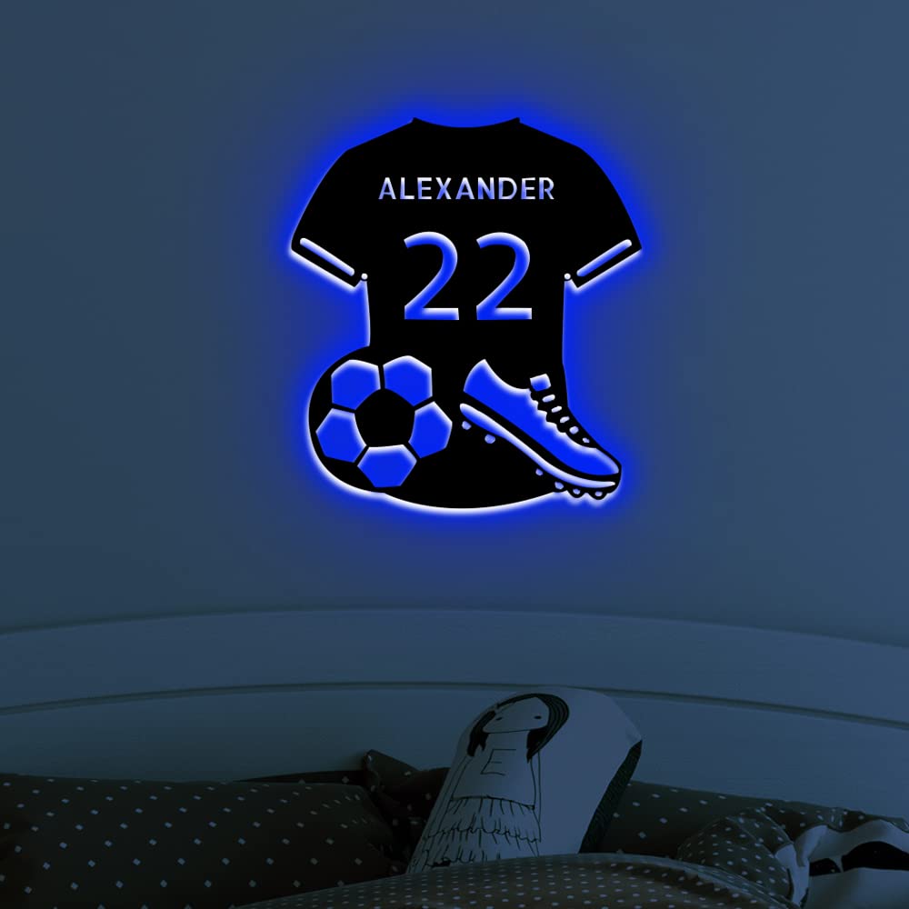 Insegna al Neon Personalizzata con Maglia da Calcio a LED, Decorazione da Parete con Interruttore Dimmerabile, Alimentata Tramite USB per Camera da Letto
