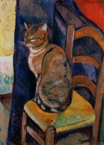 Art mural chat assis sur une chaise, tableau Valadon pour illuminer votre salon