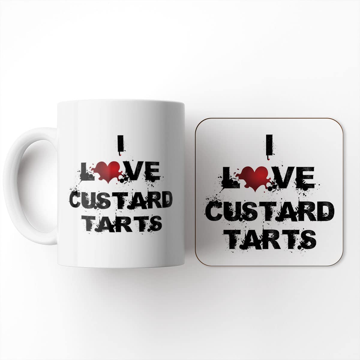 The Victorian Printing Company Limited White The Victorian Printing Co - I Love Food - Custard Tarts - Mug And Coaster Set, Ceramic, 11 Fl. Oz.
